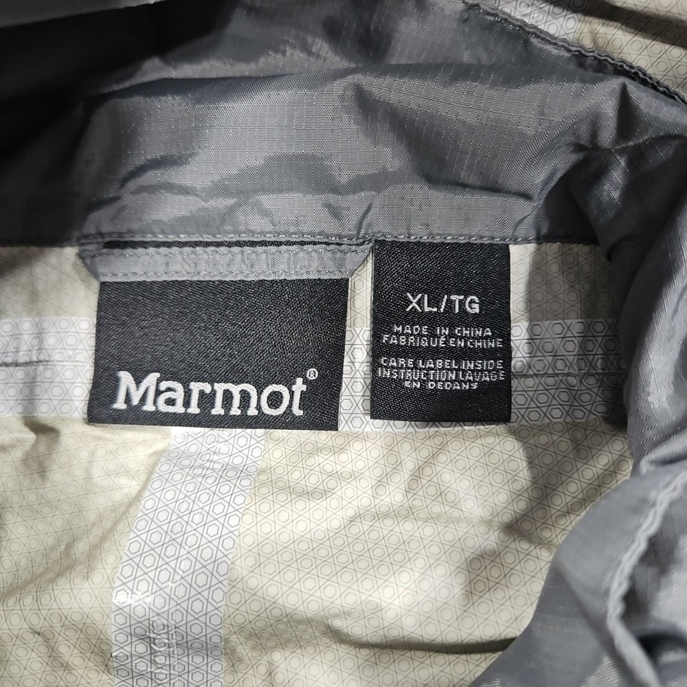 Marmot Jacket Men XL Gray Rain Lightweight Waterproof Hooded Hiking Windbreaker - Picture 5 of 12